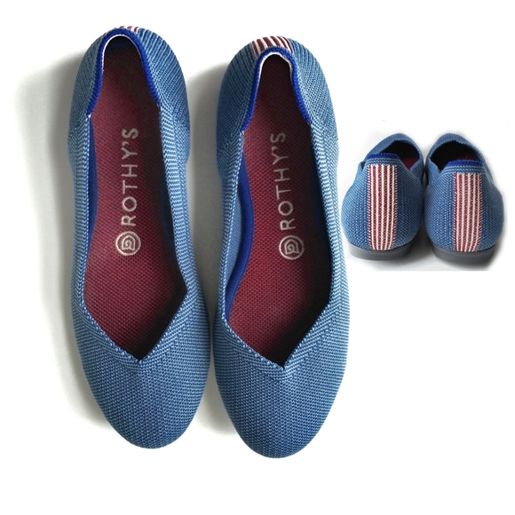 Rothy's Indigo Mini Stripe Size 7.5 - Picture 1 of 11